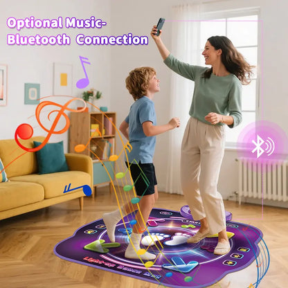 Electronic Dance Mat for Kids Ages 3-12, Wireless Bluetooth Pad with 4 Light-up Buttons and 4 Game Modes