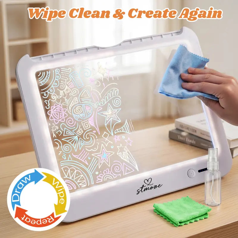 LED Drawing Board for Kids - Rechargeable Light-Up Tracing Board with Markers and RGB Glow Effect