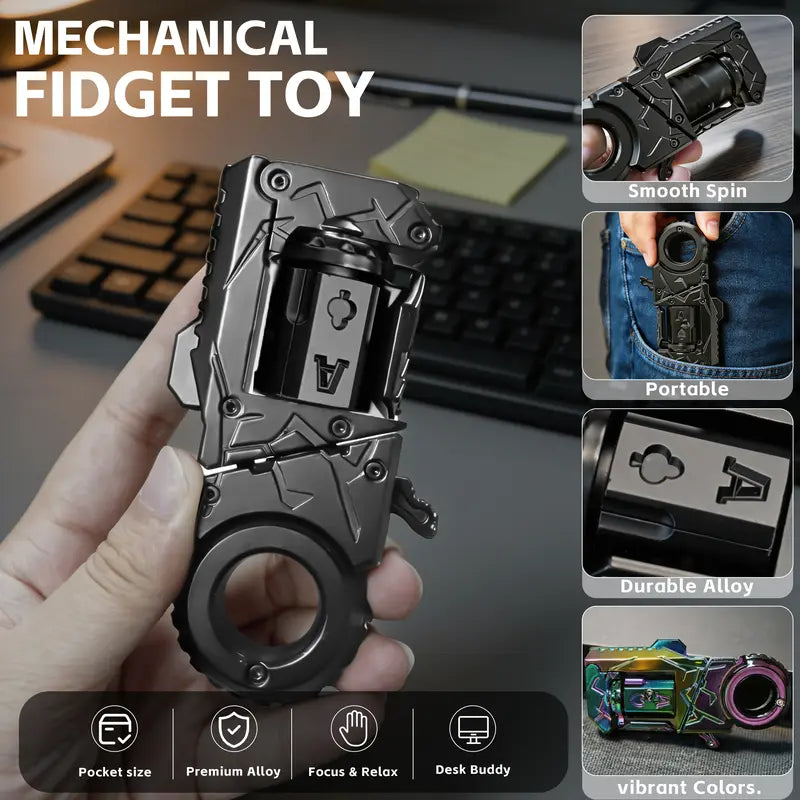 Mechanical Fidget Sensory Toy - Compact Rotating Block Shape-Shifting Stress Relief Gadget