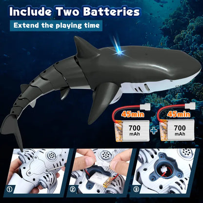 2.4G Remote Control Spray Fish Toy - 1:18 High Simulation RC Boat with Light Effect