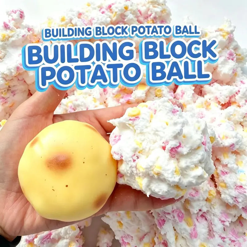 6-Piece Crunchy ASMR Sensory Fidget Balls, Interlocking Brick Filled Anti-Stress Squishy Toys