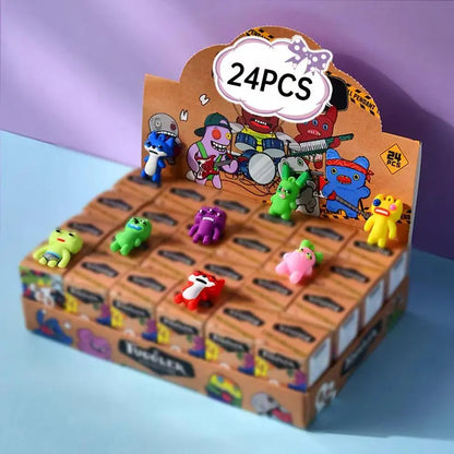 24 Pcs Cute Monster Keychain Mini Figure Doll Set - 3.5cm Whimsical Bag Charms and Party Favors
