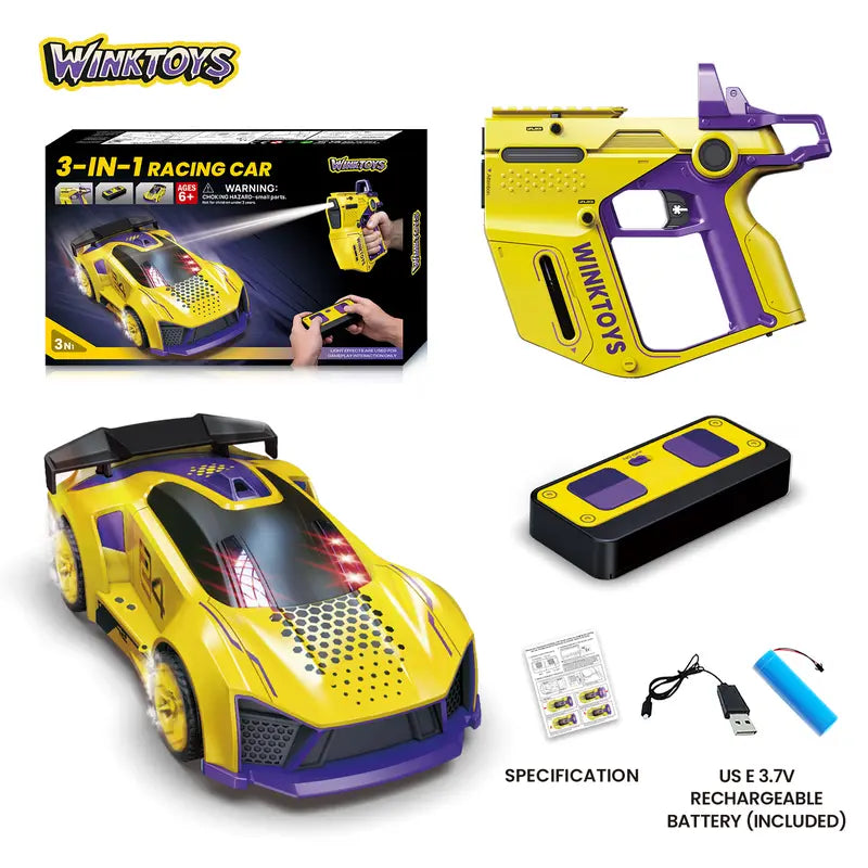 2-Player Interactive Racing Game Car Set with LED Lights and 2 Controllers