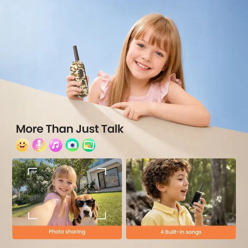 Rechargeable Video Walkie Talkies for Kids with HD Screen, Camera, and Music for Outdoor Fun