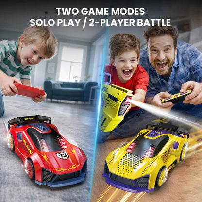 2-Player Interactive Racing Game Car Set with LED Lights and 2 Controllers