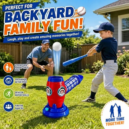 Automatic Baseball Pitching Machine with Bat and 10 Balls - Kids' Batting Practice Toy for Ages 3+