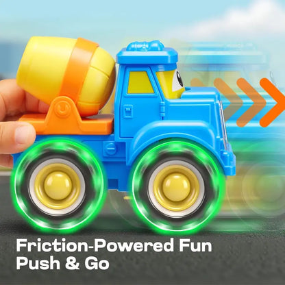 3 Pack Monster Truck Toys with Flashing LED Light Up Wheels, Construction Vehicle Set for Kids Ages 3-7