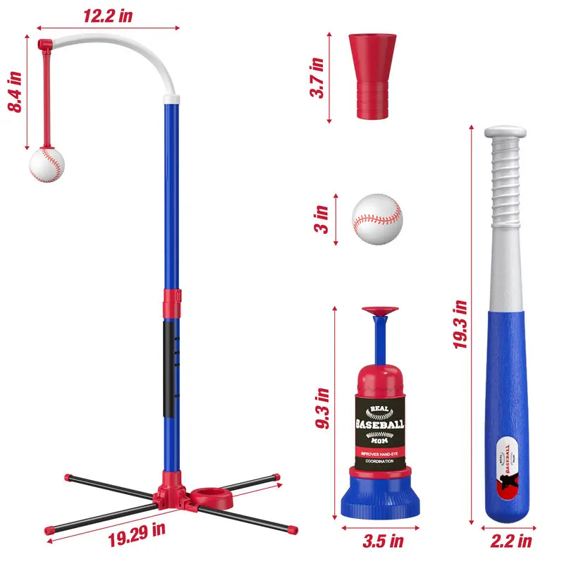 3-in-1 Multi-Use Kids' Baseball Set with Bat, Standing Tee, and Ball Launcher