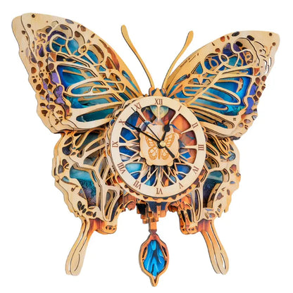 3D Mechanical Wooden Clock Kit for Adults - DIY Pendulum Clock with Roman Numerals