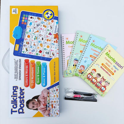 Spanish-English Bilingual Sound Book for Toddlers, 300+ Words & 13 Educational Themes
