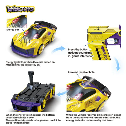 2-Player Interactive Racing Game Car Set with LED Lights and 2 Controllers
