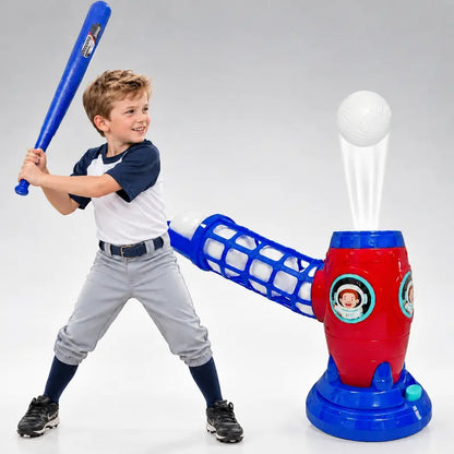 Automatic Baseball Pitching Machine with Bat and 10 Balls - Kids' Batting Practice Toy for Ages 3+