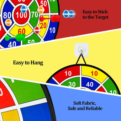 29 Inch Large Dart Board Game with 12 Sticky Balls and 4 Darts for Kids
