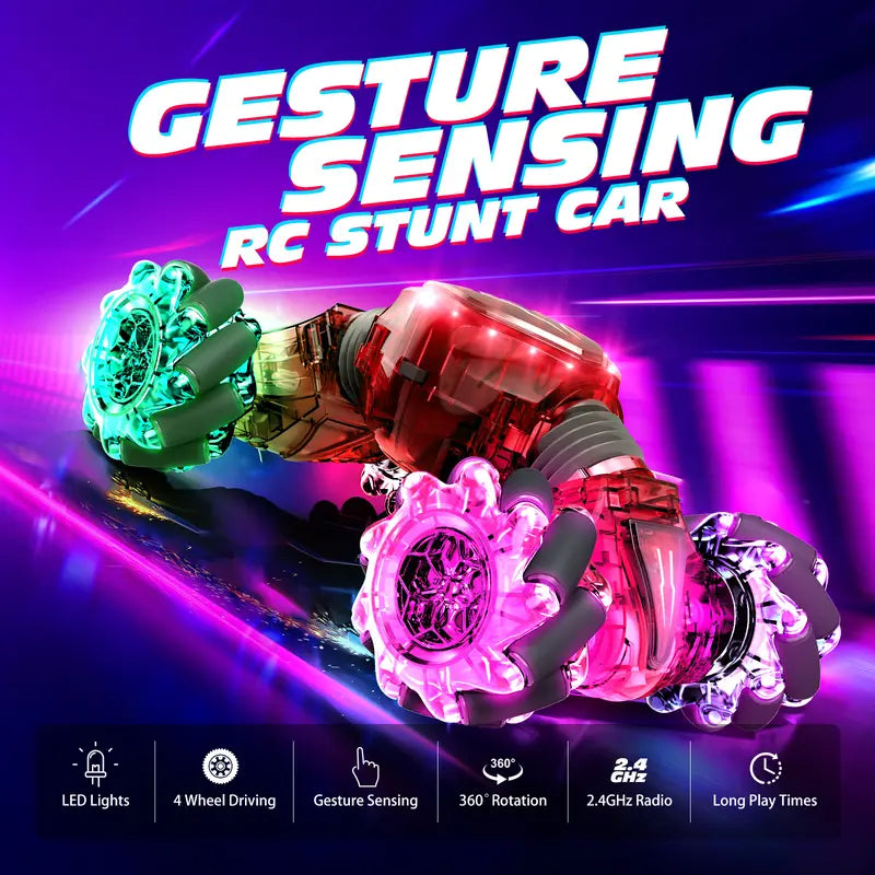 2.4GHz Gesture Sensing Remote Control Stunt Car Toy with 360° Rotation and Lights