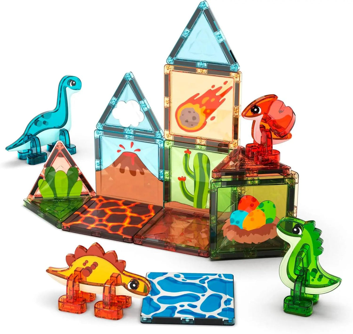 Magnetic Tiles Dino World 25-Piece Building Set for Toddlers and Kids