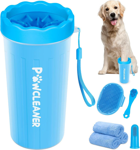 Manual dog paw cleaner kit with grooming accessories