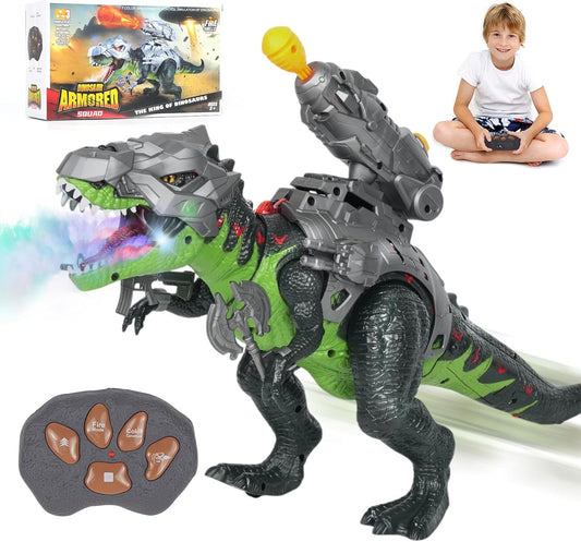 Remote Control Dinosaur Toys for Kids 3-5-7, Upgraded T Rex Dinosaur Toys with Changing Light, 7 Color Spray & Realistic Roars, RC Walking Dinosaur Robot 4-7, Birthday Gifts Toys for Kids Boys 3+