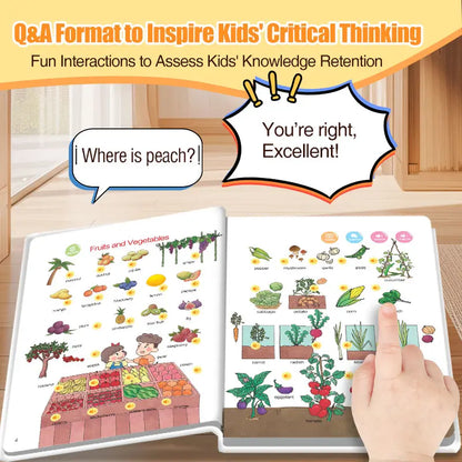 Interactive English Sound Book for Ages 1-6, Tap-to-Learn Educational Toy with 500+ Words