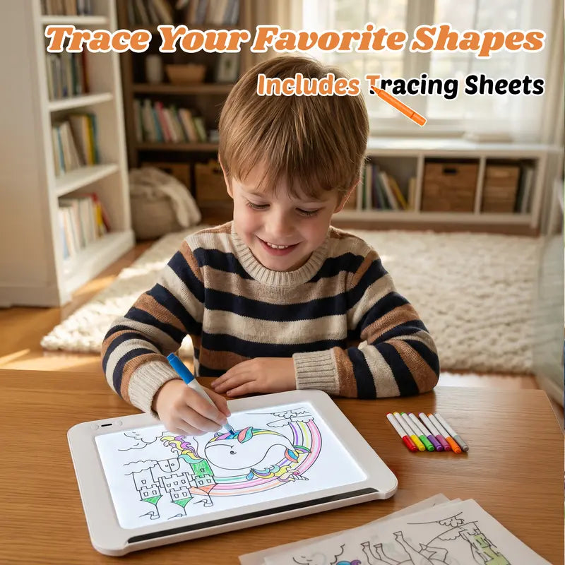 LED Drawing Board for Kids - Rechargeable Light-Up Tracing Board with Markers and RGB Glow Effect