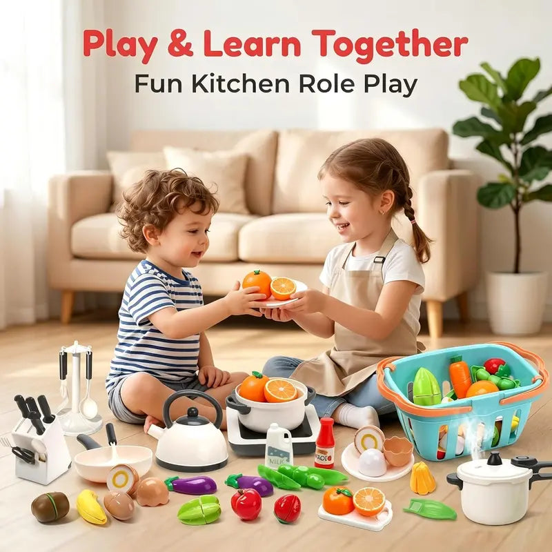 Kids Miniature Cooking Set - Multi-Activity Pretend Kitchen Toy with Electronic Induction Cooktop