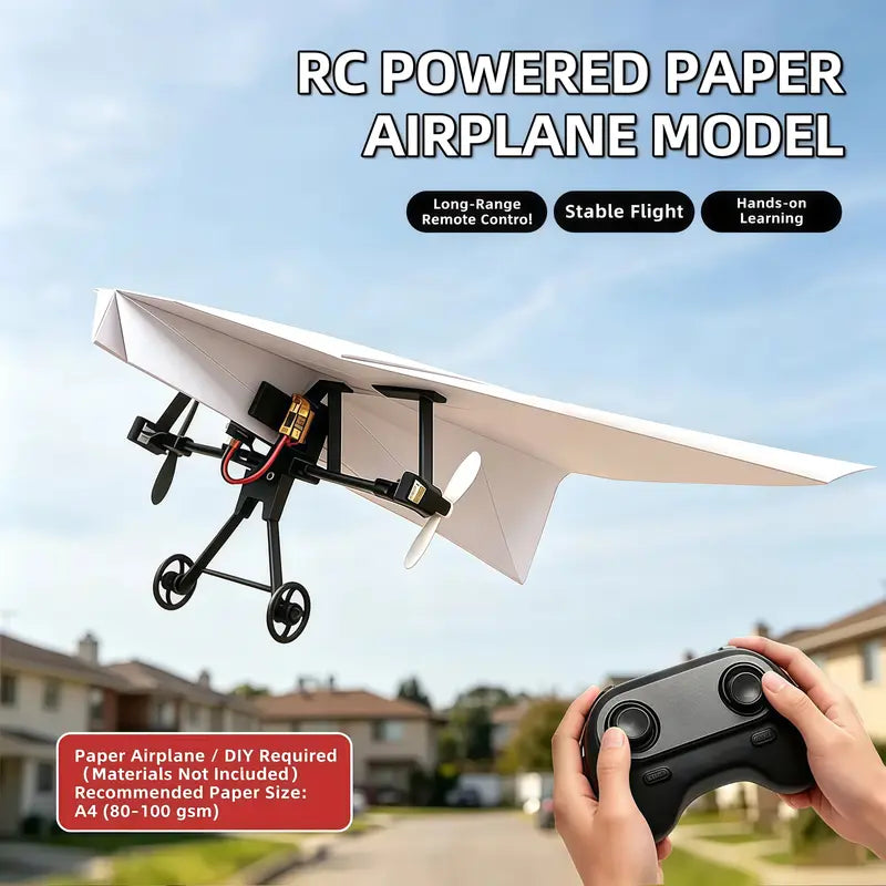 RC Paper Airplane Kit with Gyro Stabilizer and Dual Propellers, DIY STEM Toy for Kids and Adults