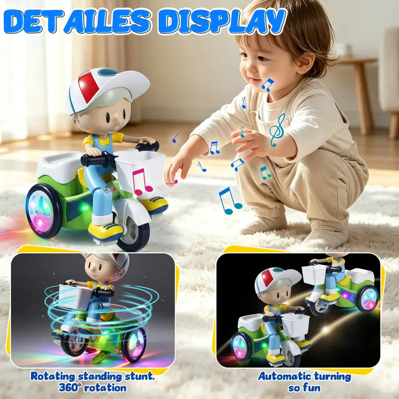 Electric Stunt Tricycle Toy with 360 Degree Spinning, Music and LED Lights