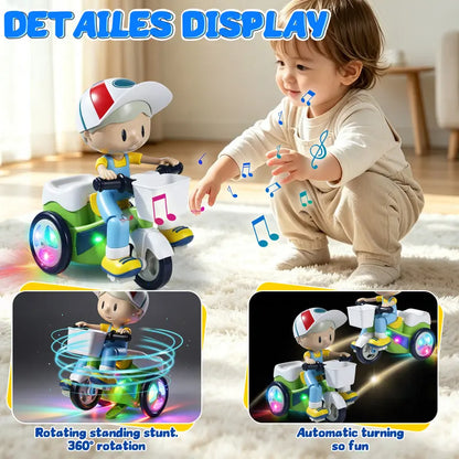 Electric Stunt Tricycle Toy with 360 Degree Spinning, Music and LED Lights