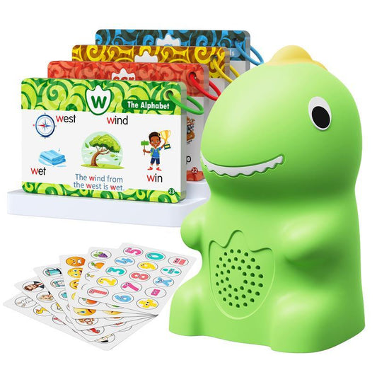 Dinosaur Talking Flash Cards with Interactive Learning Stickers - Montessori Phonics & Sight Words Set