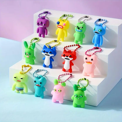 24 Pcs Cute Monster Keychain Mini Figure Doll Set - 3.5cm Whimsical Bag Charms and Party Favors