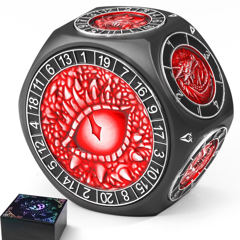 8-in-1 Heavyweight Metal Spinner Dice Set, 60mm Polyhedral Dice with 3D Monster Engravings