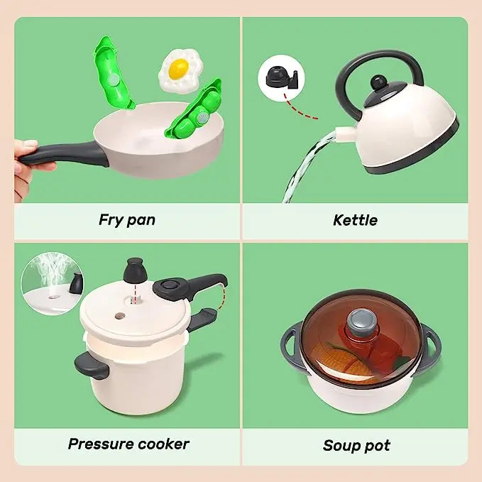 Kids Miniature Cooking Set - Multi-Activity Pretend Kitchen Toy with Electronic Induction Cooktop