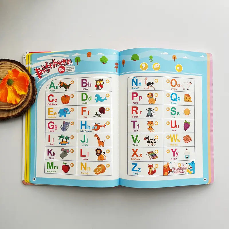 Spanish-English Bilingual Sound Book for Toddlers, 300+ Words & 13 Educational Themes