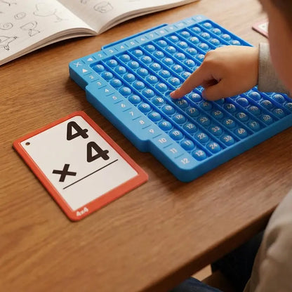Press-to-Play Board Fidget Set with Laminated Math Flash Cards for Grades 1-6