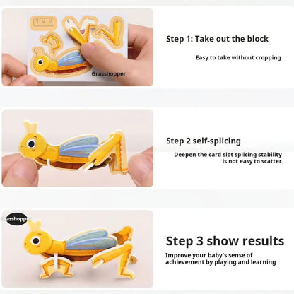 100 PCS Kids 3D Cartoon DIY Cardboard Puzzle Set - Early Learning Educational Toys