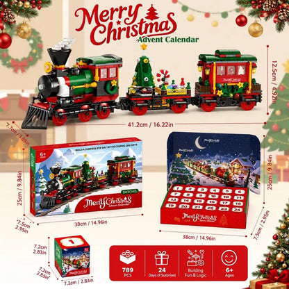 2026 Christmas Advent Calendar Building Toy Set - 789 PCS Train 24-Day Surprise Countdown