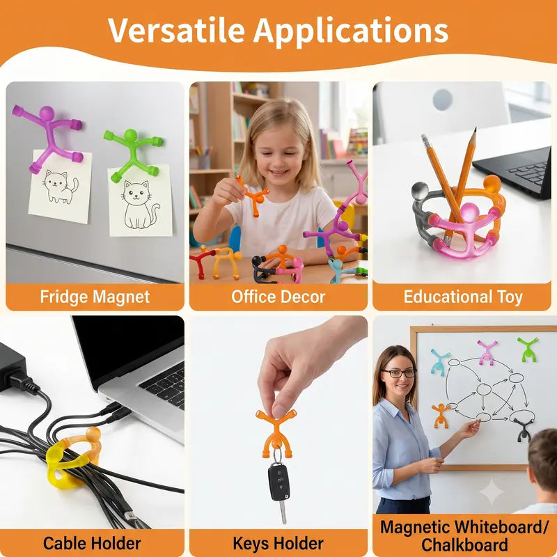 10-Pack Magnetic Fidget Figures - Silicone Sensory Toys for Kids, ADHD and Anxiety Relief