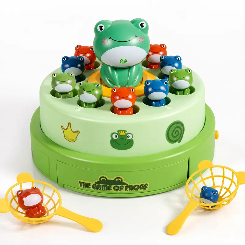 Unisex Kids' Frog Animal Bounce & Catch Board Game Toy - Musical Spinning Launcher