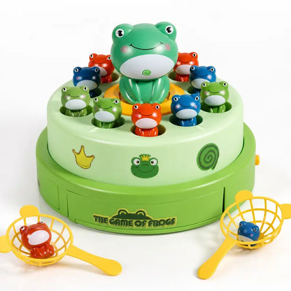 Unisex Kids' Frog Animal Bounce & Catch Board Game Toy - Musical Spinning Launcher