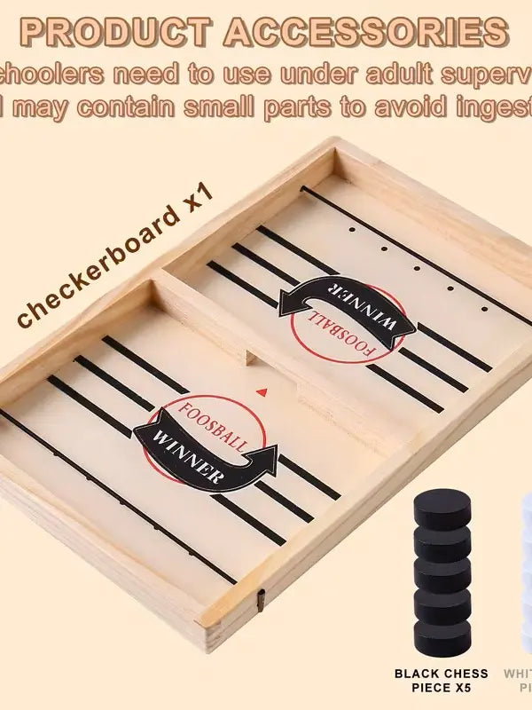 Fast Sling Puck Game - Fast-Paced Wooden Board Game for Family and Friends