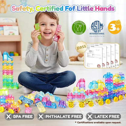 Gummy Building Blocks - Squishy Multi-color Stacking Sensory Toy for Early Learning and STEM