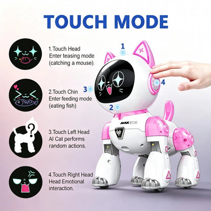 AI Smart Robot Cat Toy with Voice Control, Remote Control and Dynamic Expression Screen