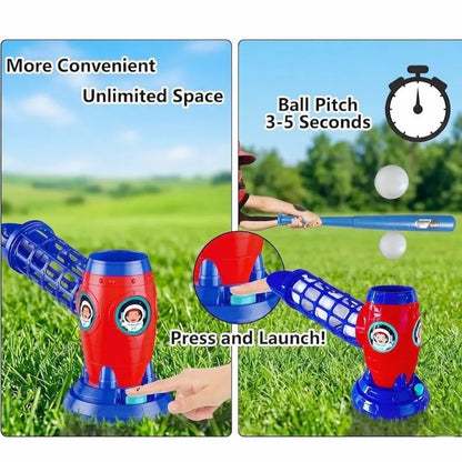 Automatic Baseball Pitching Machine with Bat and 10 Balls - Kids' Batting Practice Toy for Ages 3+