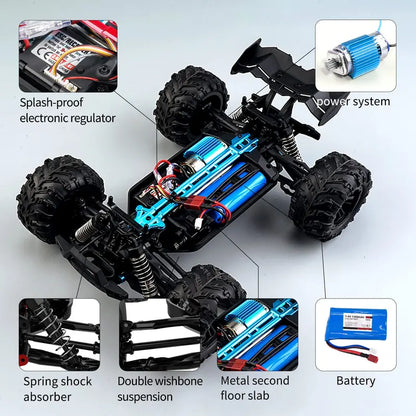 1:16 Scale 4WD High-Speed 50 km/h Off-Road RC Truck with LED Lights