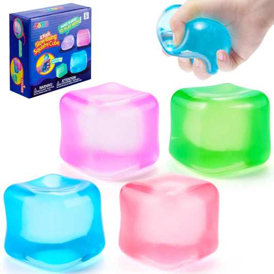 4 Pack High Density Stress Cube Fidget Toys - Slow Rising Sensory Squishy Cubes for Kids and Adults