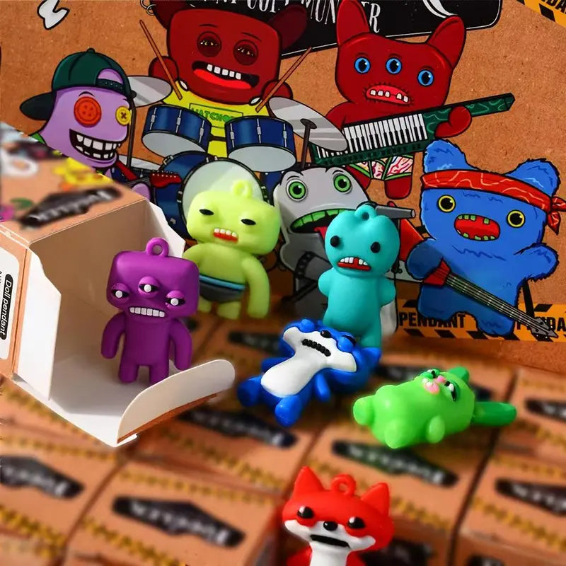 24 Pcs Cute Monster Keychain Mini Figure Doll Set - 3.5cm Whimsical Bag Charms and Party Favors