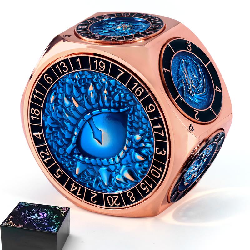 8-in-1 Heavyweight Metal Spinner Dice Set, 60mm Polyhedral Dice with 3D Monster Engravings