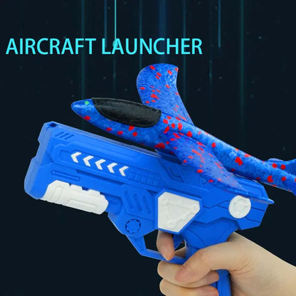 Foam Glider Airplane Launcher Toy for Kids - 9.45-inch Plane with 2 Flight Modes, 3 Aircraft Included
