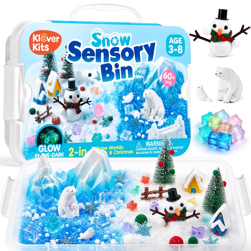 Construction Sensory Bin for Toddlers with Glow in The Dark Stones, Sandbox with Lid Castle Building Kit