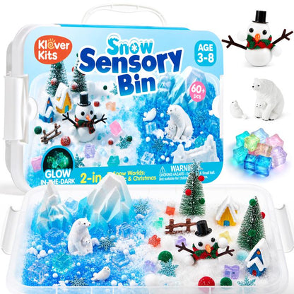 Construction Sensory Bin for Toddlers with Glow in The Dark Stones, Sandbox with Lid Castle Building Kit
