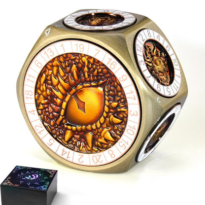 8-in-1 Heavyweight Metal Spinner Dice Set, 60mm Polyhedral Dice with 3D Monster Engravings